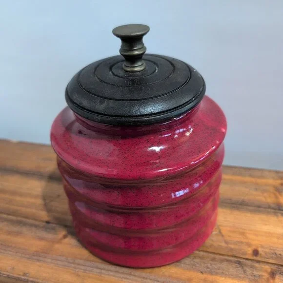 Pier One Red Canister Jar With Lid 5" Tall Replacement Vase - Picture 5 of 9